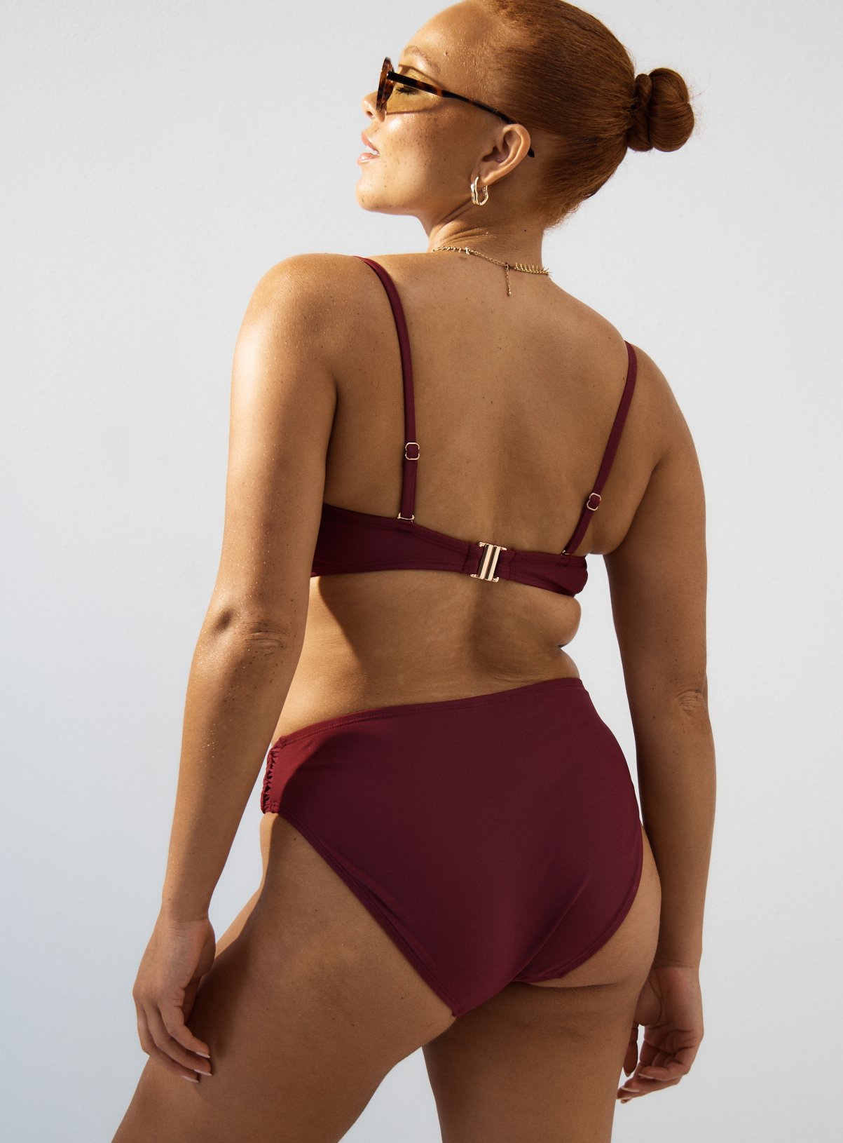 Berry Red Macrame High Waist Bikini Bottoms 10 - Image 5 thumbnail